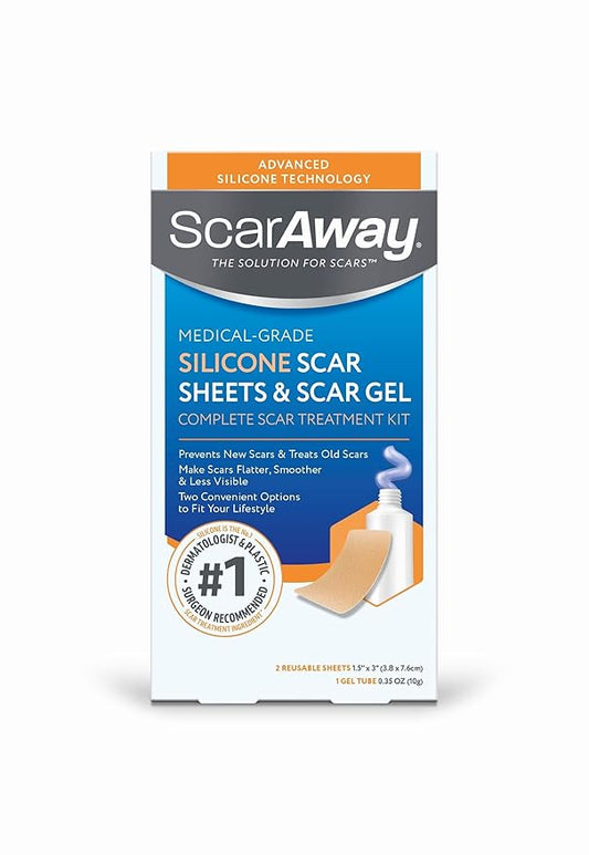 ScarAway Complete Scar Treatment Kit, Clinically (2) Tan (1.5" x 3") and (0.35 Oz),