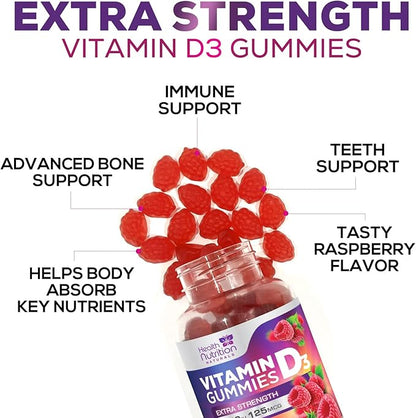 Vitamin D3 Gummies Extra Strength 5000 (125 mcg) 60 Gummies