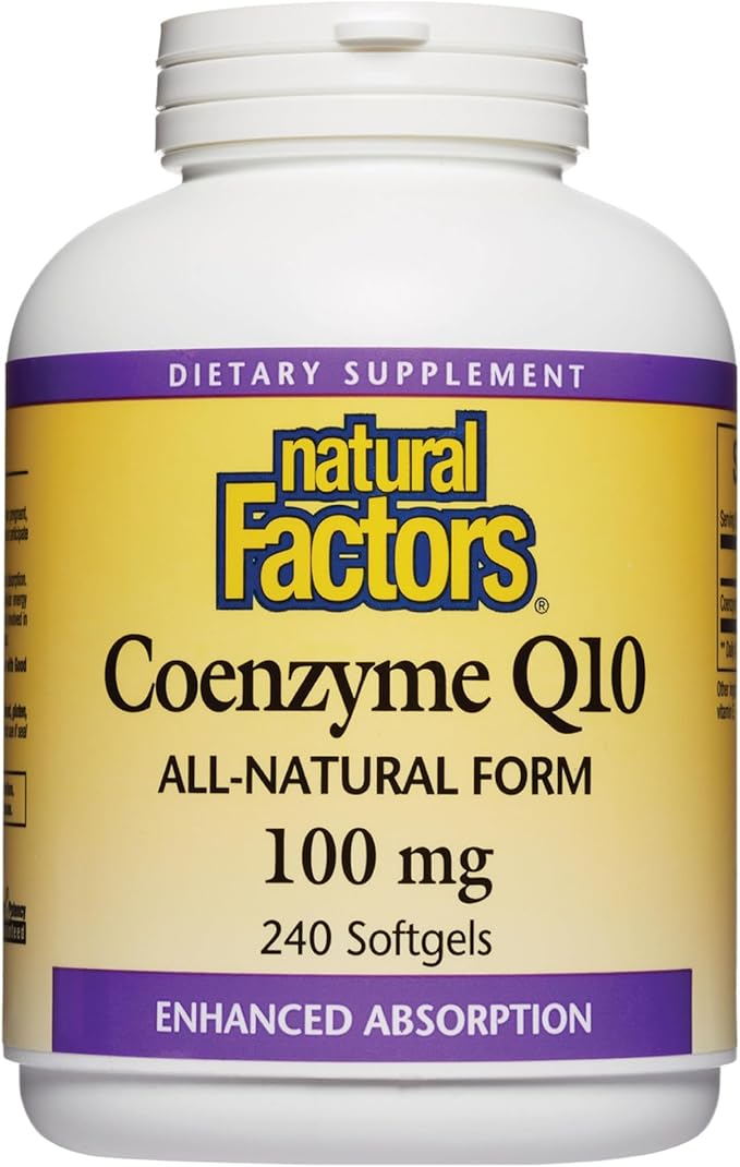 Natural Factors Coenzyme Q10 100 mg, Q10 Supplement 240 Softgels