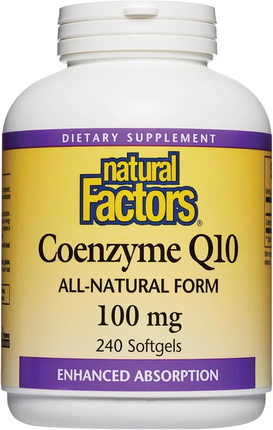 Natural Factors Coenzyme Q10 100 mg, Q10 Supplement 240 Softgels