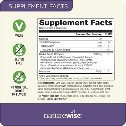 NatureWise Melatonin Gummies 5mg + 60 Gummies[1-Month Gummies[1-Month Supply]