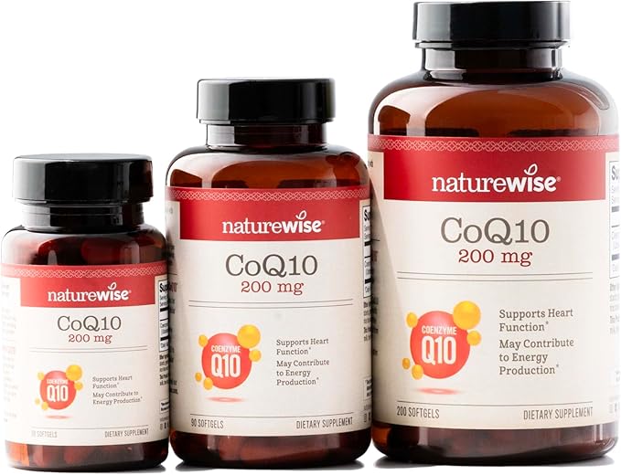 NatureWise CoQ10 200mg Softgels, High Potency CoQ10 200mg 200mg Ubiquinone Q10 Supplements 90 Softgels[3-Month Softgels[3-Month Supply]