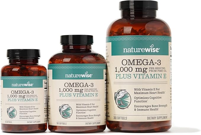 NatureWise Extra-Strength Omega 3 Fish Oil Supplement 1000mg per 600 EPA 400 DHA 180 Softgels[3-Month Softgels[3-Month Supply]