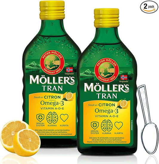 Tran Cod Liver Oil 2 x 250 ml/ 8.45 fl Omega-3 | 3 Fish 2 Bottles 1 Dosing