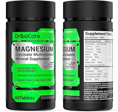 Energy Boost & Magnesium Glycinate, Contains D3, Vitamin 120 Tablets