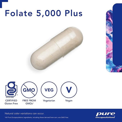 Pure Encapsulations - Folate 5,000 Plus - Activated Folate, Vitamin B12 and B6 Combination - 60 Capsules