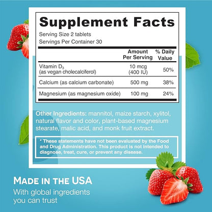 EZ Melts Dissolvable Calcium & Magnesium D3, Sugar-Free, 1-Month Supply