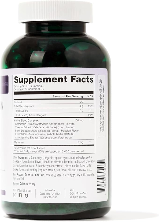 NatureWise Melatonin Gummies 5mg + 180 Gummies[3-Month Gummies[3-Month Supply]