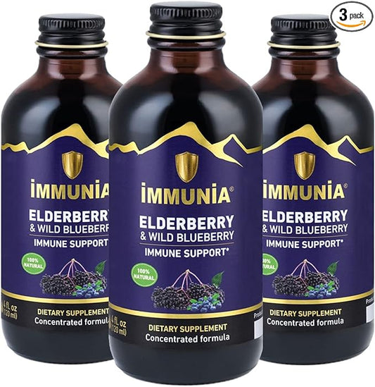 Immunia Elderberry & Wild Blueberry Concentrated. 24 Days/Bottle. (3-Pack)