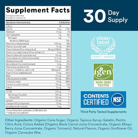 SmartyPants Multivitamin for Men & Mineral 3 Fish CoQ10 and 30 Day
