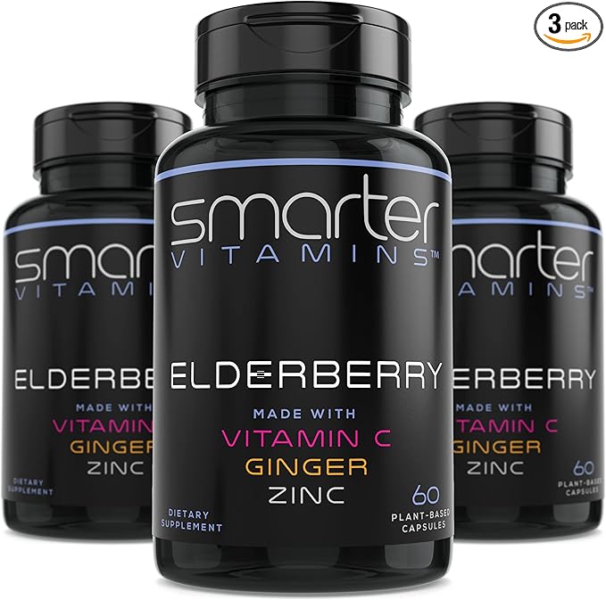 (3 Pack) Smarter Elderberry Capsules + 180 Vegan