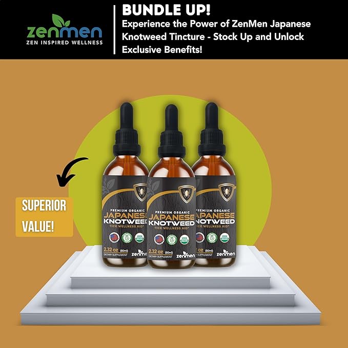 Japanese Knotweed Premium USDA Organic 3rd Party Tested Tincture - 1:5 Herb Strength Ratio - Tick Wellness Aid and Immune Support Supplement - Made in The USA