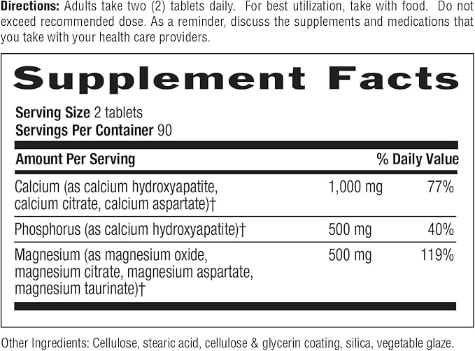 Country Life Target-Mins Calcium Magnesium Complex 1000mg/500mg, 180 Tablets, Certified Gluten Free, Certified Vegan, Certified Non-GMO Verified