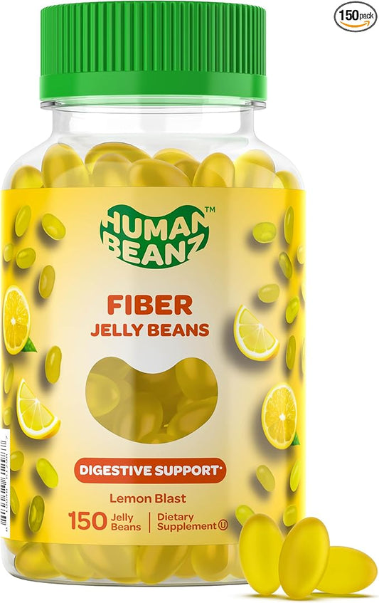Fiber Jelly Bean Gummies for Adults, Fiber Supplement for Digestive Health, Vegetarian Fiber Gummy, 150 Jellybeans