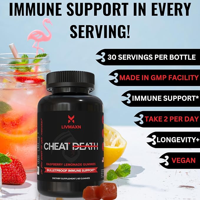 Cheat Death, 20-in-1 Multivitamin for Men B12 | 7 Herb 60 Gummies.
