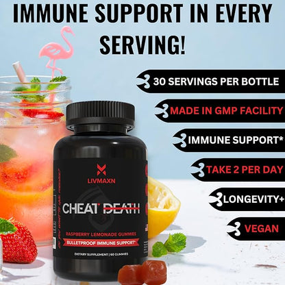 Cheat Death, 20-in-1 Multivitamin for Men B12 | 7 Herb 60 Gummies.
