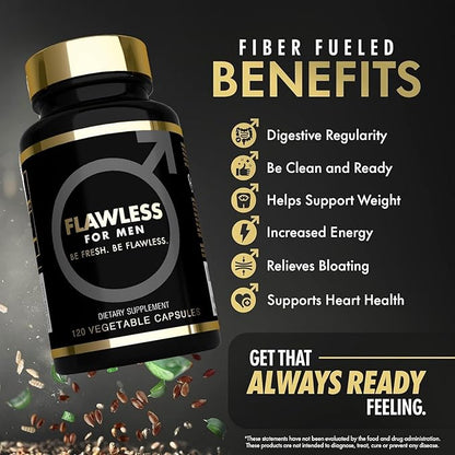 USA'S Most Fiber Rich Supplement 120 Capsules Mega Dose 3000mg Blend Psyllium Husk, Aloe Vera, Chia Seed & Flaxseed Powder Gut Health, Cleanliness, Constipation
