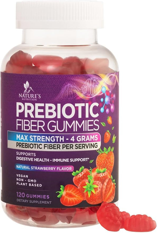 Fiber Gummies for Adults, Daily 4g Gummy Fiber Supplement, Prebiotic Digestive Health Support - Plant Based Soluble Fiber, Supports Regularity & Digestion for Adults Non-GMO - 120 Gummies