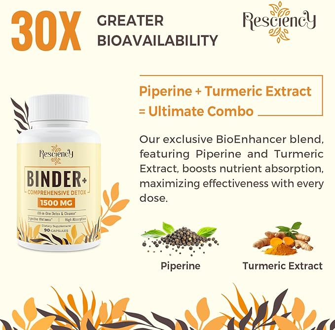 6-in-1 Detox Binder Supplement 1500 MG 180 Vegetarian
