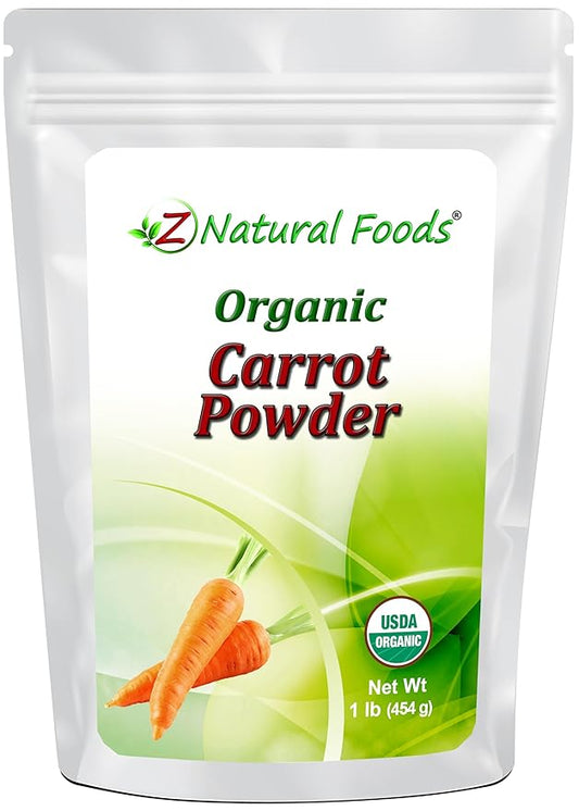 Z Natural Foods Organic Carrot Powder, Natural Superfood Powder for Vision and Heart Health, Great in Juices, Smoothies, and Recipes, Non-GMO, Vegan, Gluten-Free, Kosher, 1 lb.