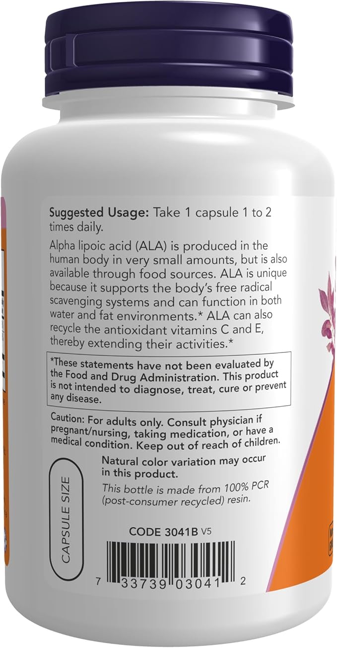 NOW Supplements, Alpha Lipoic Acid 100 120 Veg