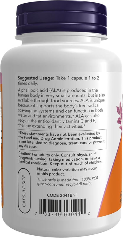 NOW Supplements, Alpha Lipoic Acid 100 120 Veg