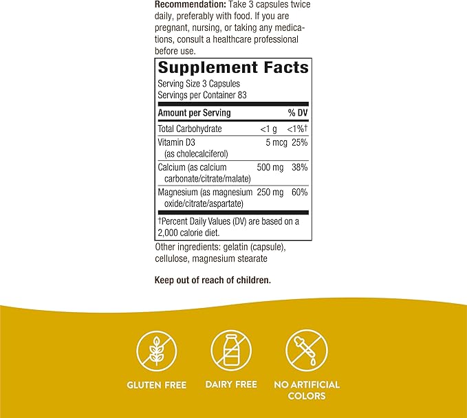 Nature’s Way Calcium-Magnesium-Vitamin D3 250 Capsules