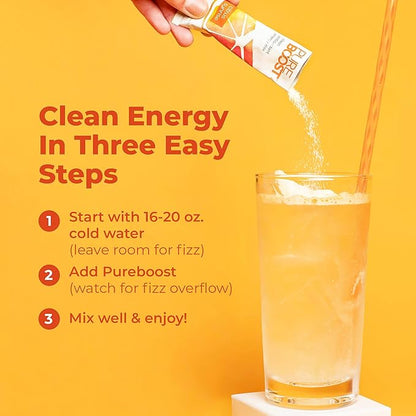 Pureboost Clean Energy Booster, Refreshing Energy B12 Vitamins, 30 Count)