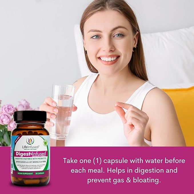Life Infused - Premium Digestive Enzyme 21 Plant-Based 72 Key 90 Caps