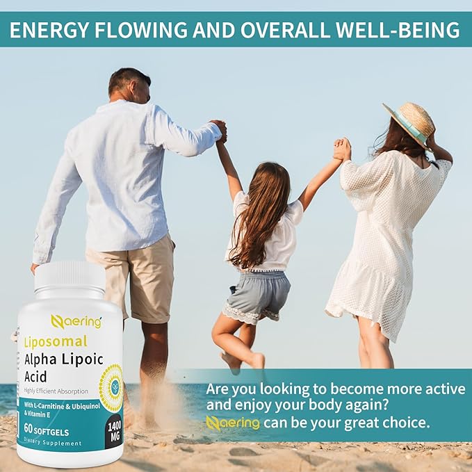 Liposomal Alpha Lipoic Acid 1400mg Softgels, 1000mg, Ubiquinol CoQ10) 100mg 100mg and 10mg,Alpha-Lipoic Acid 180 Softgels