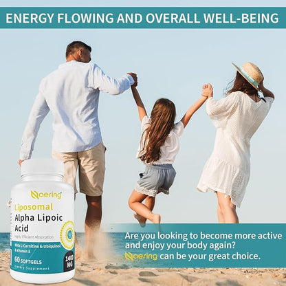Liposomal Alpha Lipoic Acid 1400mg Softgels, 1000mg, Ubiquinol CoQ10) 100mg 100mg and 10mg,Alpha-Lipoic Acid 180 Softgels
