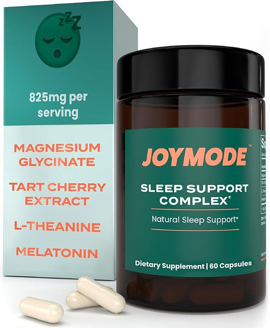 JOYMODE Sleep Aid Supplement for Adults (60 ct) with L Theanine, Melatonin & 125mg Magnesium Glycinate, 500mg Tart Cherry Extract from CherryPURE for Sleep Support