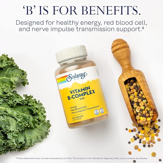 SOLARAY Vitamin B-Complex 100 mg, Healthy 100 VegCaps (100 Count)