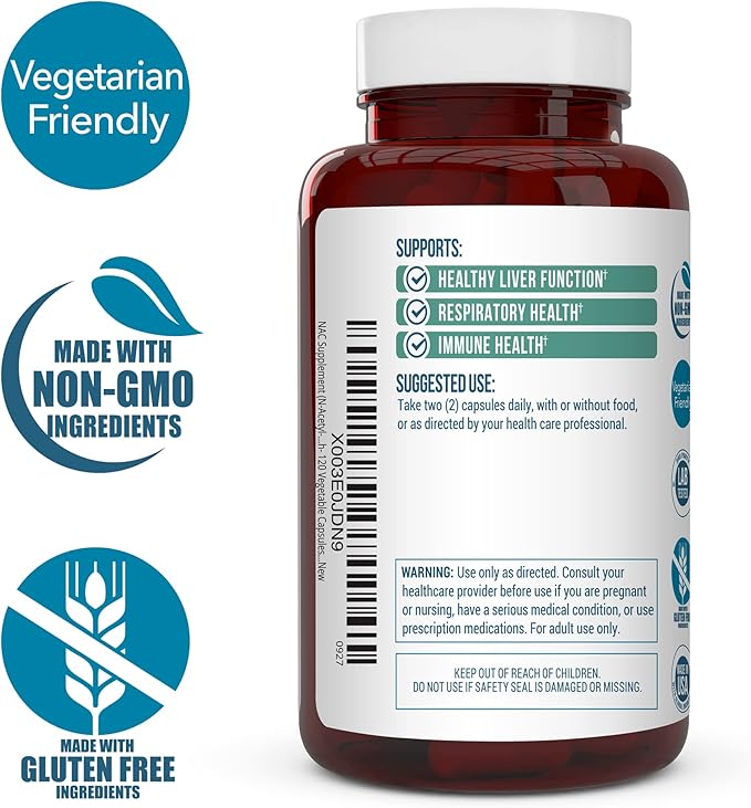 NAC Supplement (N-Acetyl Cysteine) 1000 mg-Antioxidant 120 Count 60 Servings