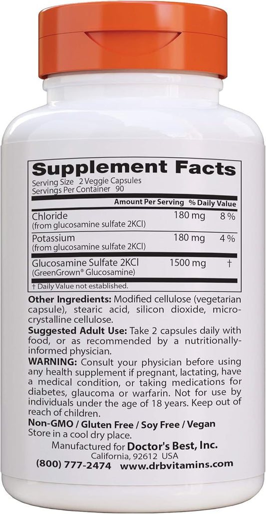 Doctor's Best Vegan Glucosamine Sulfate, Joint 750 mg 180 Veggie 1)