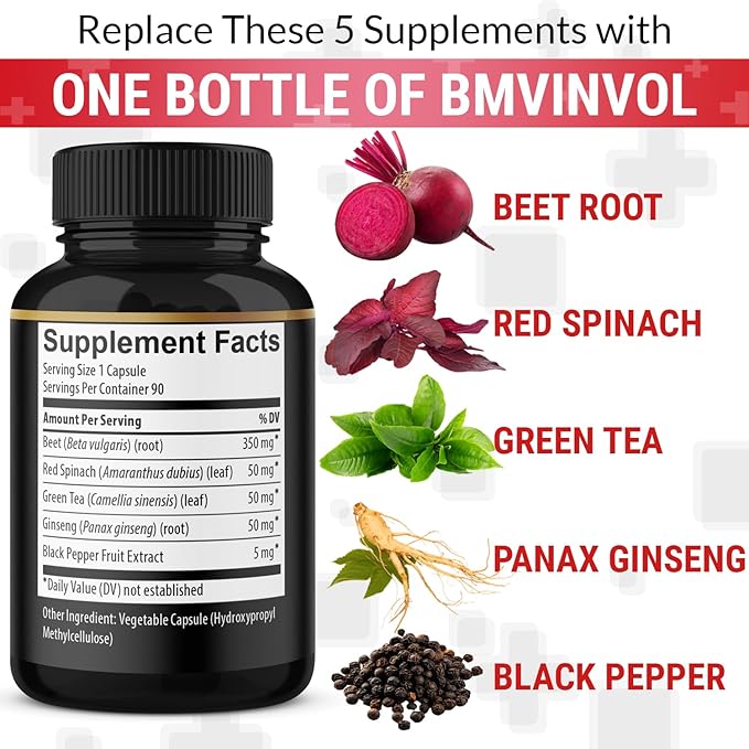 BMVINVOL Beet Root Capsules 90 Count 3 Month
