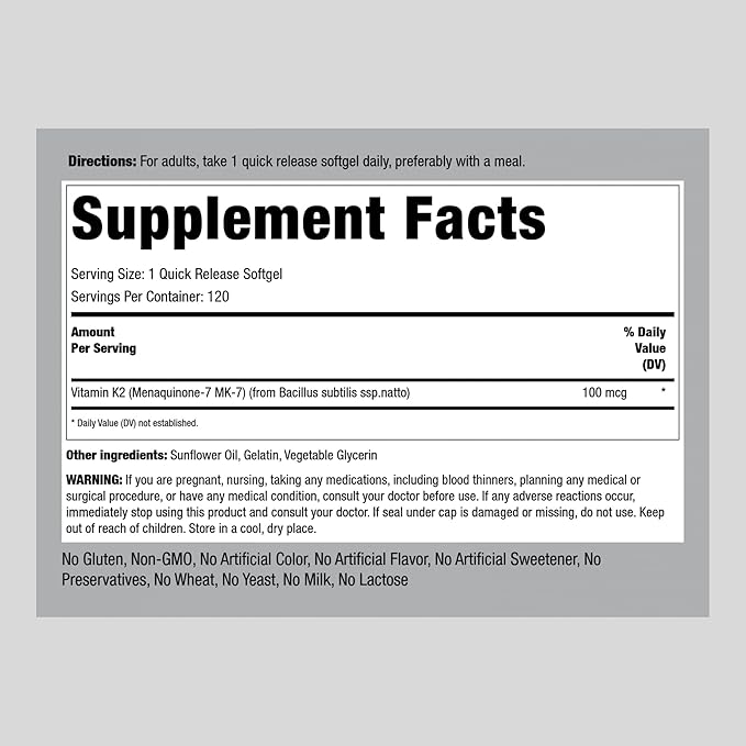 Piping Rock Vitamin K2 MK-7 100 mcg 120 Softgels