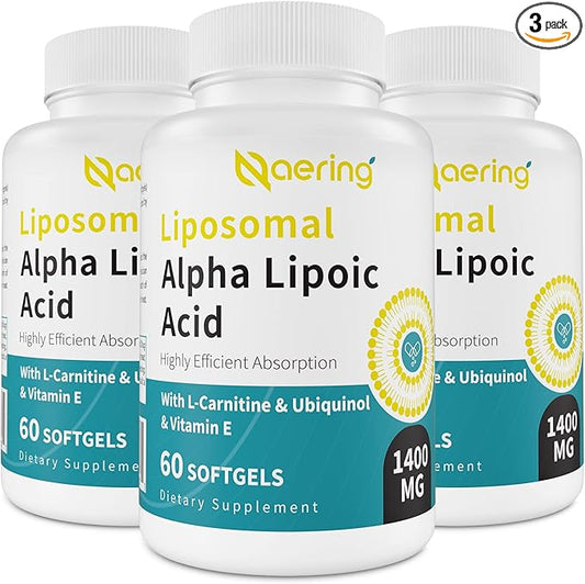 Liposomal Alpha Lipoic Acid 1400mg Softgels, 1000mg, Ubiquinol CoQ10) 100mg 100mg and 10mg,Alpha-Lipoic Acid 180 Softgels