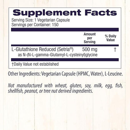 Healthy Origins L-Glutathione (Setria) Reduced, 500 mg 150 Veggie