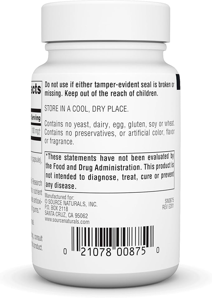 Source Natural Coenzyme Q10 Antioxidant Support 100 mg 60 Capsules