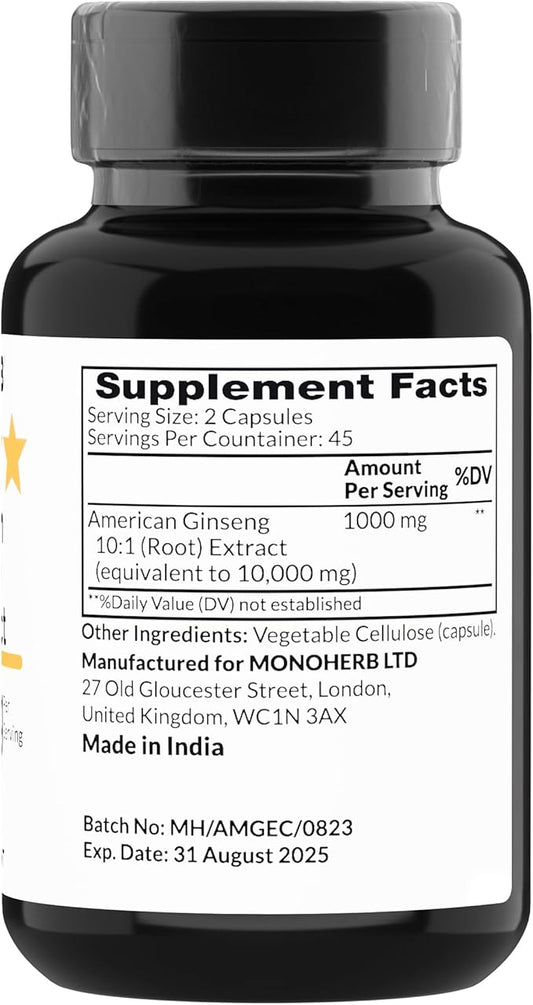 American Ginseng Extract 1000 mg 90 Vegetarian