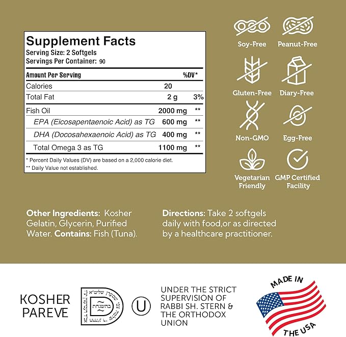 Zahler Omega 3 Fish Oil 3 Supplements 3 Fatty 600 mg 400 mg Omega3 Fish (90 Softgels)