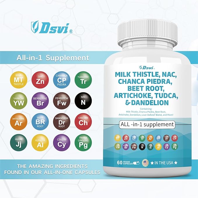 Milk Thistle 3000mg NAC Chanca Piedra 2000mg Beet 2000mg Artichoke 2000mg Dandelion 1000mg Liver Women,60 Count