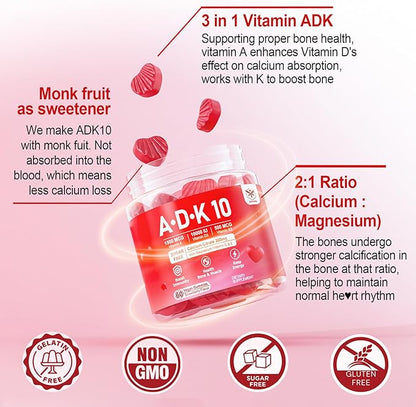 Vitamin A D3 K2 Gummies 5000IU 10,000 IU D3 with 10 Vitamin K2 MK-7 MK-7 500mcg 500mcg for 2Packs