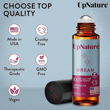 UpNature Dream Sleep Essential Oil Roll On – Natural Sleeping Blend with Lavender, Chamomile Aromatherapy Oils