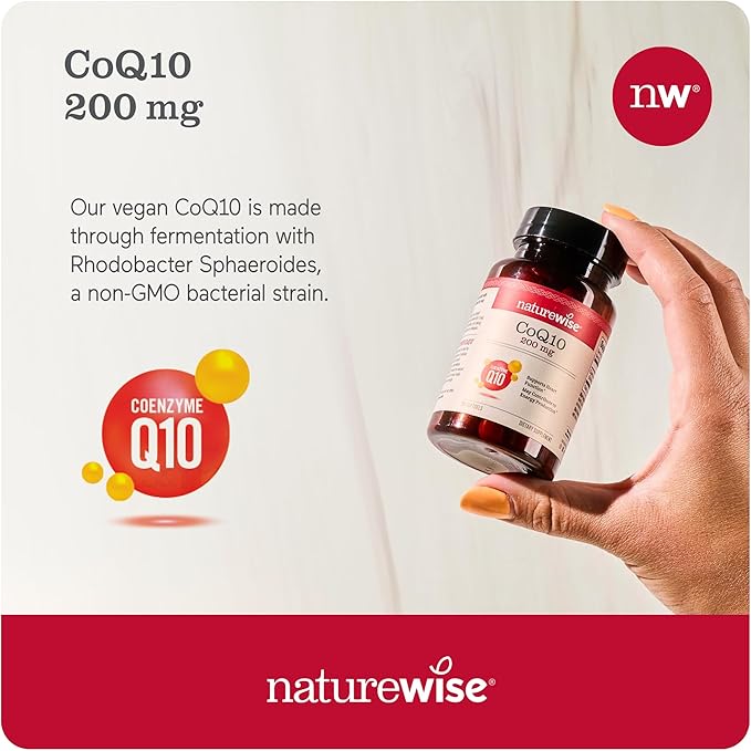 NatureWise CoQ10 200mg Softgels, High Potency CoQ10 200mg 200mg Ubiquinone Q10 Supplements 90 Softgels[3-Month Softgels[3-Month Supply]