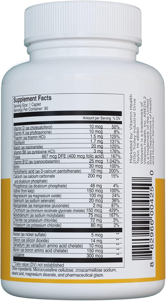 Viteyes Classic AREDS 2 Companion Beta-Carotene 2 Users, 90 Caplets