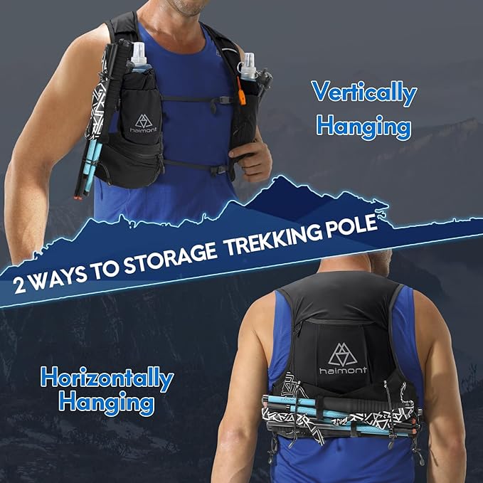 Haimont Hydration Running Vest with Water Bottles for Women Men, Adjustable Lightweight 8L Water Backpack with Soft Flasks for Trail Running