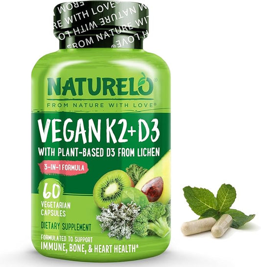 NATURELO Vegan K2+D3 D3 from D3 Supplement (60 Count 1))
