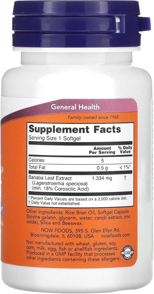 NOW Supplements, GlucoFit® with 18% Corosolic 60 Softgels